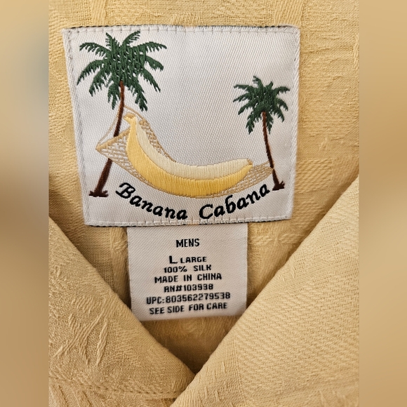 NWOT - Banana Cabana Yellow Silk Camp Shirt - Size L - Picture 4 of 8